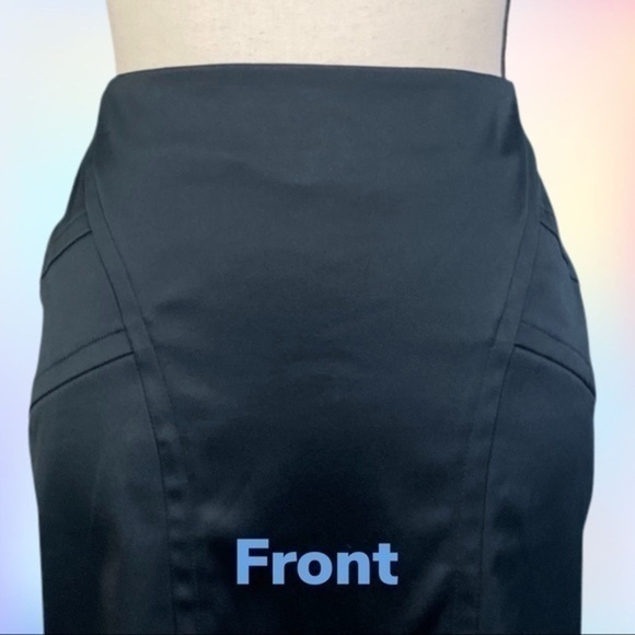 WAREHOUSE black satin straight skirt with decorative seams in size 12. EUC - Picture 3 of 13